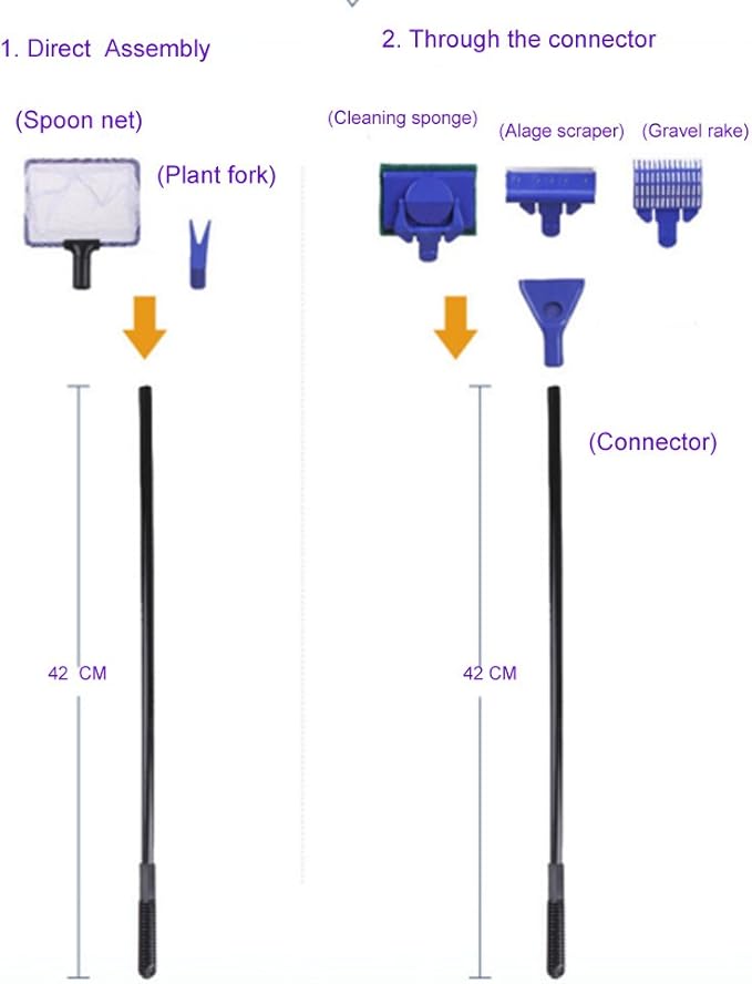 GreenJoy Aquarium Fish Tank Cleaning Kit Tools Algae Scrapers Set 5 in 1 & Fish Tank Gravel Cleaner - Siphon Vacuum for Water Changing and Sand Cleaner (Cleaner Set)