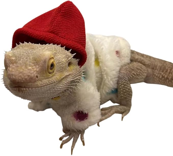 Bearded Dragons Hoodie - Handmade Adjustable Flannel Sweater Reptile Jacket Shirt for Skin Protection Small Animal Costume Apparel for Lizard Bearded Dragon Crested Gecko Chameleon (L, White)