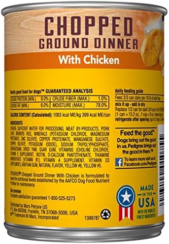 Pedigree Chopped Ground Dinner with Chicken Canned Dog Food (Pack of 2)2