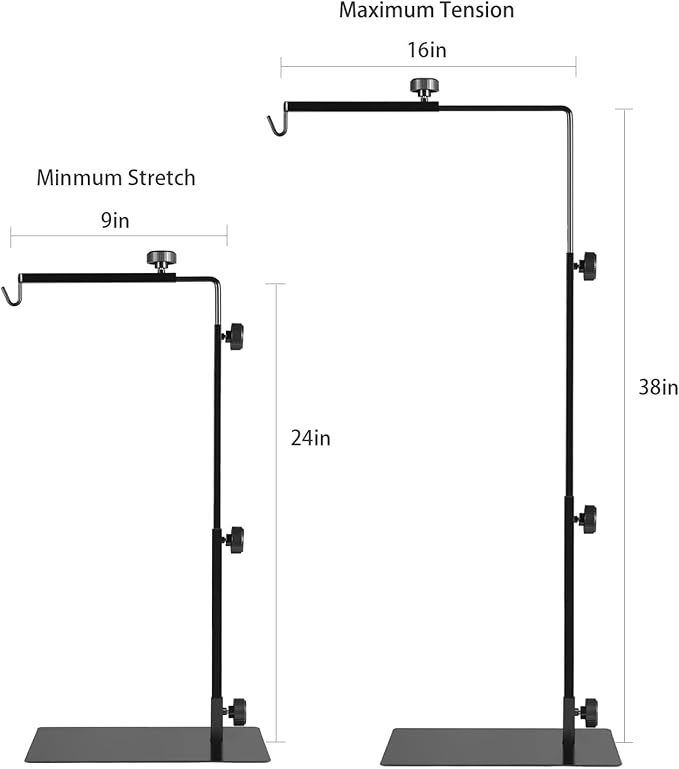 Reptile Metal Lamp Stand, Adjustable 24 to 38 in of The Basking Light Floor Holder Heat Lamp Bracket, Suitable for Snake Turtle Bearded Dragon Chameleon Habitat Terrarium Tank Accessories