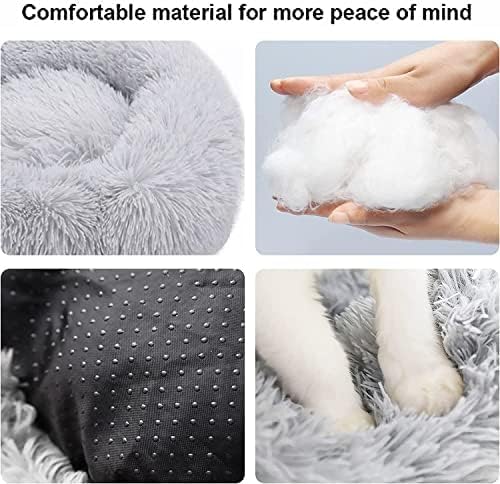 Cat Beds for Indoor Cats - Cat Bed Washable 20/24 inches, Dog Beds for Small Medium Dogs, Anti Anxiety Round Fluffy Plush Faux Fur Cat Bed,Thick Bottom Keep Pets Off The Cold Tile