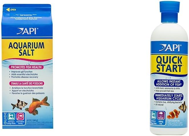 API Aquarium Care Essentials Bundle | API AQUARIUM SALT Freshwater Aquarium Salt (67-Ounce Box) + API QUICK START Freshwater and Saltwater Aquarium Nitrifying Bacteria (16-Ounce Bottle)