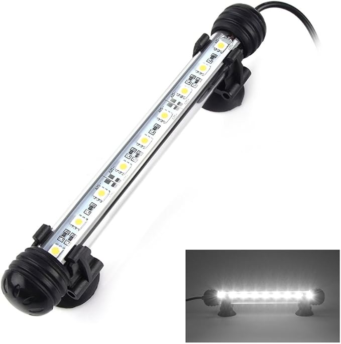 LED Aquarium Light, Smiful Fish Tank Light Submersible Underwater Crystal Glass LEDs Lights, 7.5"- White