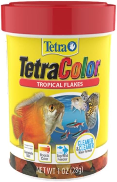 Tetra 77160 TetraColor Tropical Flakes, 1-Ounce, 185 ml