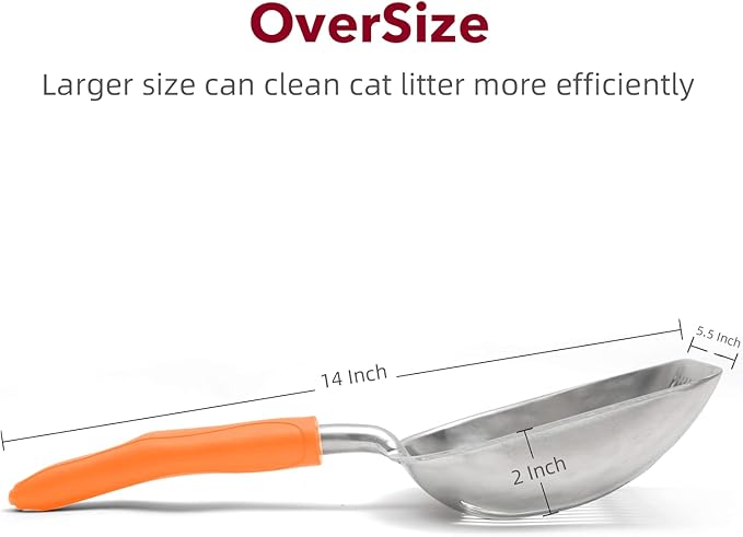 Cat Litter Scoop - Aluminum Alloy cat Litter Shovel, Suitable for All cat Litter, Metal Durable Garbage Shovel Orange