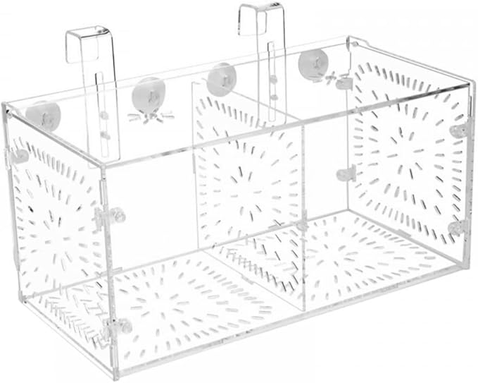 DONGKER Fish Breeding Box,Acrylic Removable Fish Separation Box Height Adjustable with Suction Cup & Hook & Feeding Hole for Aquarium Fish Tank
