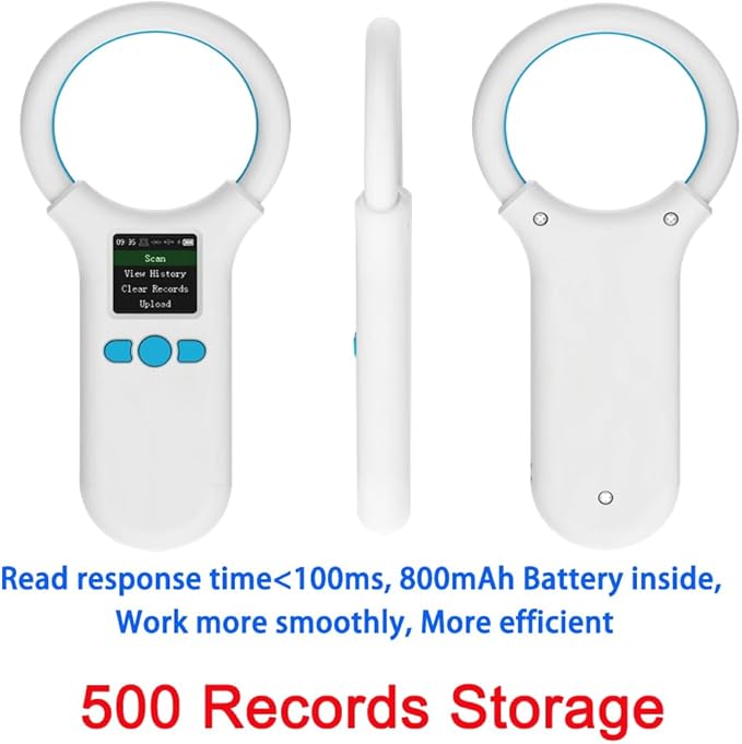 Pet Microchip Scanner, RFID Dog and Cat Microchip Reader, Supports EMID, FDX-B（ISO11784/11785）Microchips, for Animal Management Bluetooth Wireless Connected