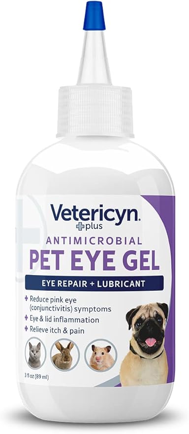 Vetericyn Plus Pet Eye Gel | Dog and Cat Eye Ointment Alternative to Lubricate and Relieve Eye Irritations and Abrasions, Reduce Symptoms of Pink Eye in Dogs and Cats. 3 ounces