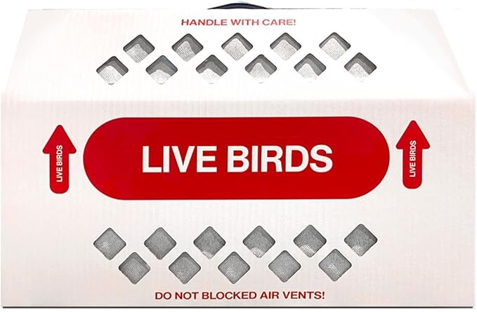 Shipping Box for Live Birds Economy Size 18" x 8" x 12" Tall with Handle - for Poultry, Pigeons, & Canaries -1 Box