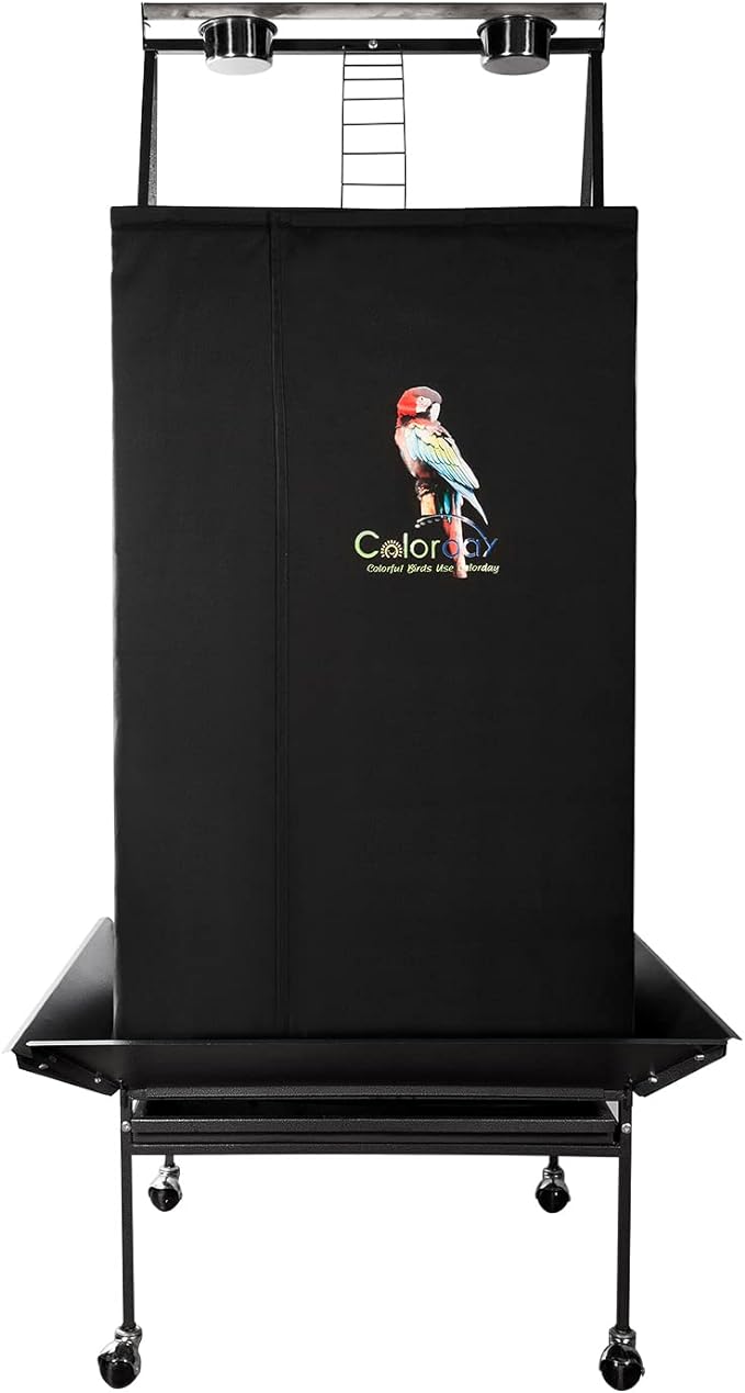 Good Night Bird Cage Cover for Large Bird Cage with Play Top (Patent Pending), Black 68"