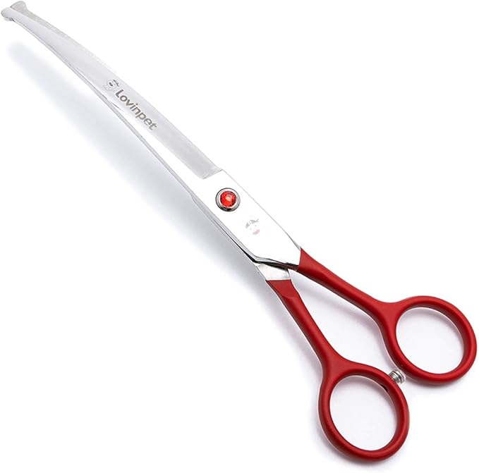 LovinPet Pet 7" Curved Scissor Right/Left-Handed Pet Round-Tip Grooming Stainless 6CR Steel Safety trimming shears for Dogs and Cats (Easy use Curved Scissor)