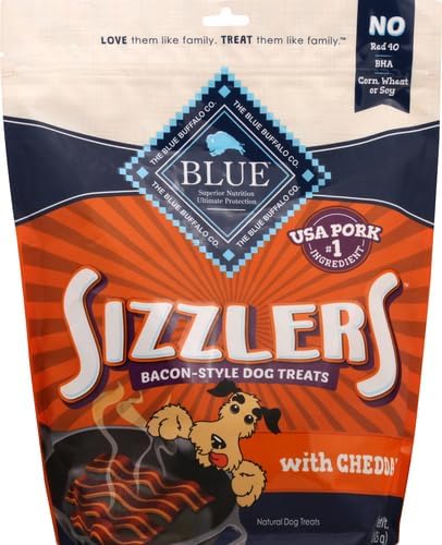 Blue Buffalo Sizzlers Natural Bacon-Style Soft-Moist Dog Treats, Cheddar Pork 15-oz bag