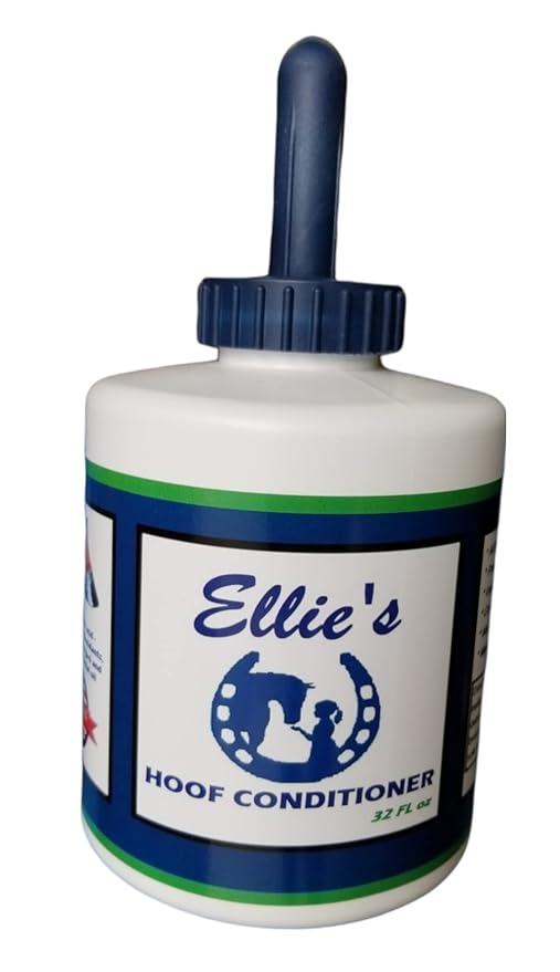 Hoof Conditioner Moisturizer by Ellie's 32oz with Brush for Dry Hooves