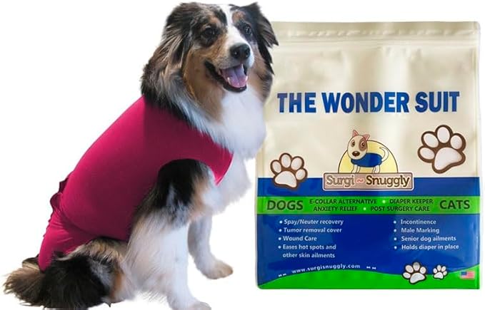 SurgiSnuggly Dog Surgery Recovery Suit for Female Or Male Dogs, Veterinary Dog Onesie A Dog Cone Suit, Safe for Pets Spay Or Neuter Surgical Recovery Easy PINK MS