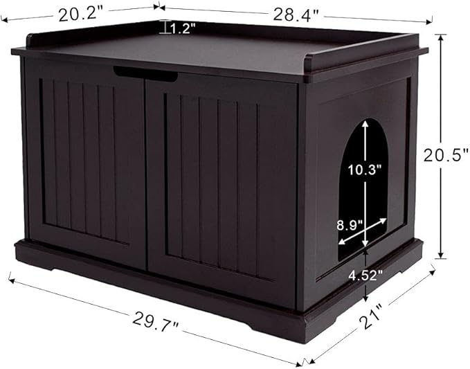 unipaws Cat Litter Box Enclosure Furniture, Cat Washroom, Hidden Litter Box Cover, Cabinet for Large Cat, Dog Proof Cat Litter Boxes, Hideaway Litter Box, Cat House, Espresso