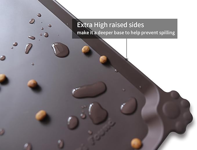 Hoki Found Silicone Pet Food Mats Tray - High-Lips Pet Dog Cat Bowl Mats - Dog Pet Cat Feeding Mat - Waterproof Dog Cat Food Mats -Pet Water Mats for floors - Dark Oak