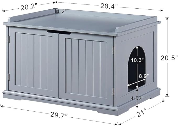 unipaws Cat Litter Box Enclosure Furniture, Cat Washroom, Hidden Litter Box Cover, Cabinet for Large Cat, Dog Proof Cat Litter Boxes, Hideaway Litter Box, Cat House, Grey