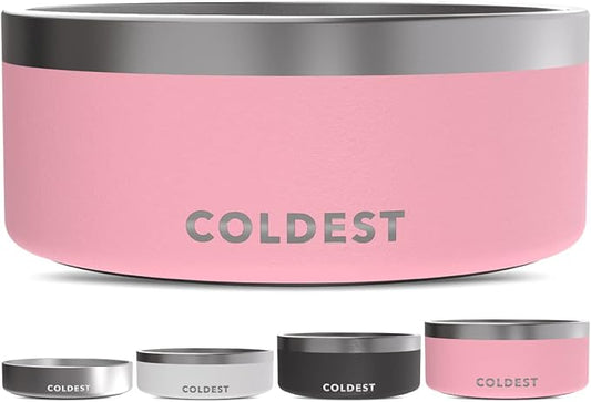 Coldest Dog Bowl - Anti Rust Metal & Non Slip Dog Bowls Large, Spill Proof Heavy Duty 3 Layers Insulated Dog Bowl - Food & Water Bowl for Dogs, Cats & Pets, Dishwasher Safe (100 oz, Cotton Candy Pink)