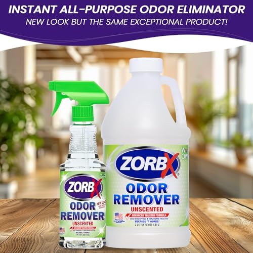 ZORBX Unscented Odor Eliminator for Strong Odor - Used in Hospitals & Healthcare Facilities | Advanced Trusted Formula, Fast-Acting Odor Remover Spray for Dog, Cat, House & Carpet (16 Oz + 64 Oz)