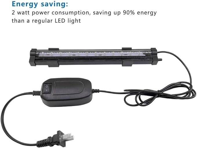 PULACO 2 Watt Aquarium Fish Tank Air Stone with Automatic Color Changing LED Light (Length -10" for Small Water Tanks) Pump