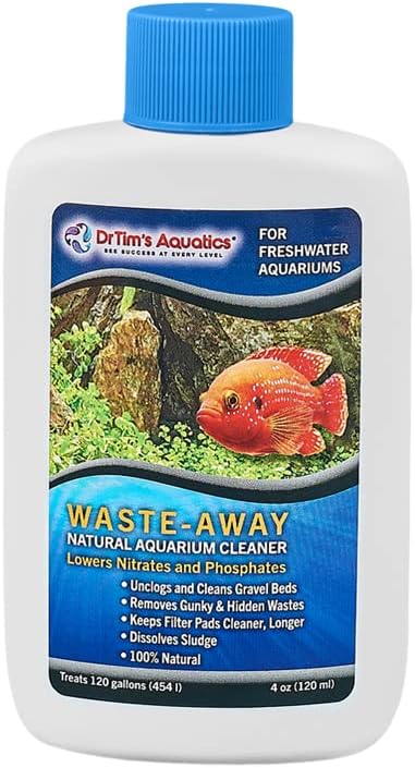 DrTim's Aquatics Freshwater Waste-Away – Natural Fish Tank & Aquarium Waste Management Solution for Dissolving Cleaning Organic Sludge - 4 oz. Treats 120 gal.
