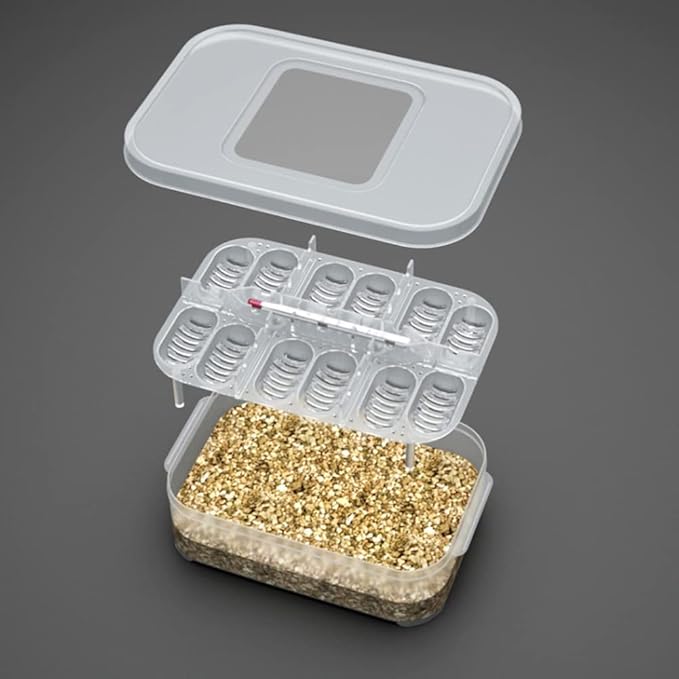 12 Grids Reptiles Eggs Incubator Tray,Incubation Box for ing Snake, Lizards,Reptile Breeding Box Reptile Transparent Box Incubator Supplies