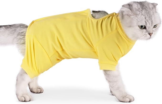 Cat Surgical Recovery Suit Professional for Male Female Dog Abdominal Wounds Cone E-Collar Alternative, Anti-Licking Or Skin Diseases Pet Surgical Recovery Pajama Suit, Soft Fabric Onesies for Cats