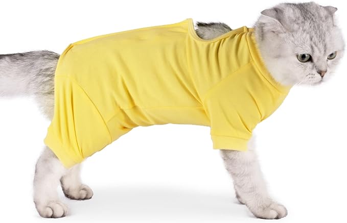 Cat Surgical Recovery Suit Professional for Male Female Dog Abdominal Wounds Cone E-Collar Alternative, Anti-Licking Or Skin Diseases Pet Surgical Recovery Pajama Suit, Soft Fabric Onesie for Cats