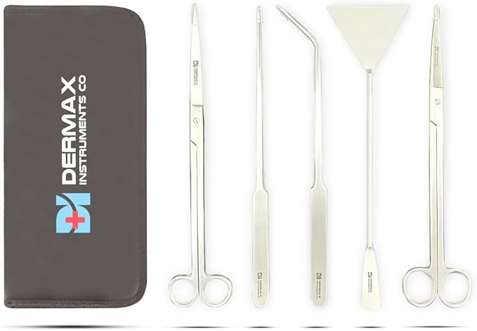 Dermax Aquascaping Equipment - Create Your Underwater Paradise Easily with Scissor Tweezer Spatula (Silver)