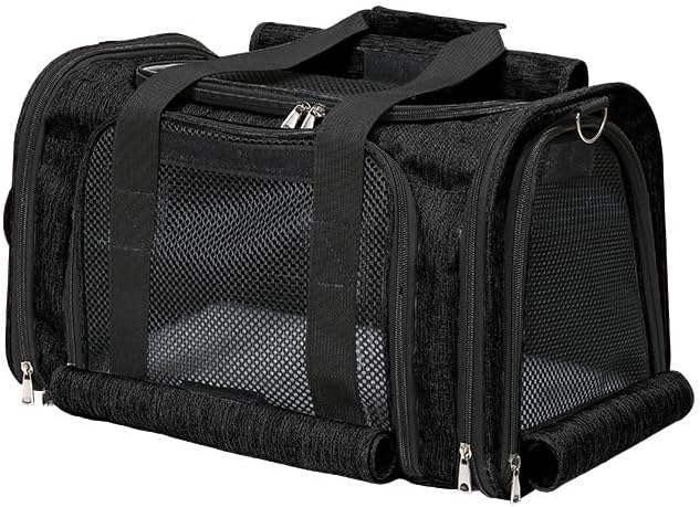 Pet Carrier Bag for Small Medium Cats Dogs Puppies up to 26 Lbs,Steel Frame Dog Carrier,pricacy-Oriented cat Carrier,Collapsible pet Carrier for Easy Storage (Black, Small: 16.1"X10.6"X10.2")