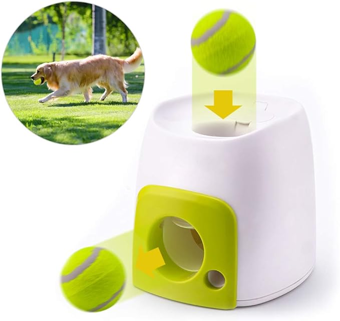 Hztyyier Automatic Dog Ball Launcher Interactive Pet Toy for Dogs, Cats, and Other Animals (Green)