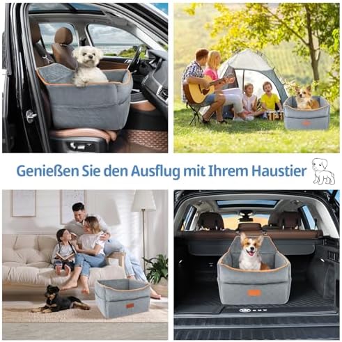 Dog Car Seat for Small Dogs, Memory Foam Dog Booster Seat for Dogs under 35 lbs, Detachable & Washable Dog Car Seat for Front & Back Seats, Elevated Pet Car Seat with Storage Pockets