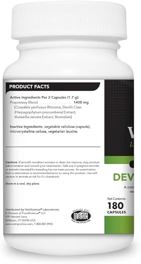 VETRISCIENCE Pro DevCor + Mobility Pro Supplement - Dog+ Cat, 180 Capsules