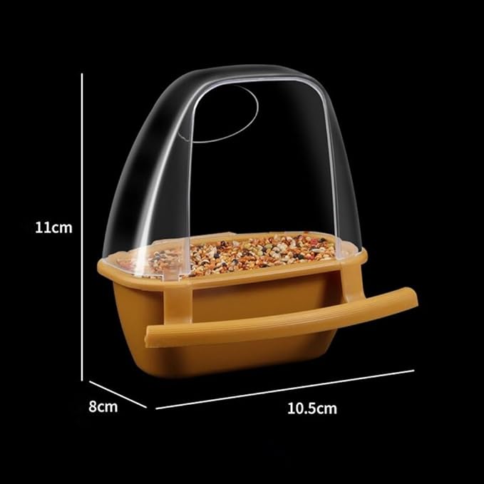 Bird Feeder Bird Cage Food Water Feeder Hanging Plastic Foods Feeding Box Parrot Cage Foods Container Cage Accessories (Brown)