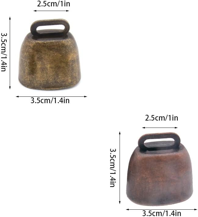 5 Pack Grazing Copper Bells, Metal Cow Bells for Dogs, Animal Copper Loud Bronze Bell, Small Brass Bell, for Cow Horse Sheep Cats Small Pets Anti-Theft Accessories (Bronze)