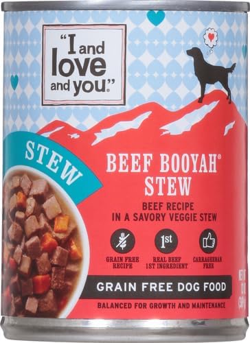 I AND LOVE AND YOU Wet Dog Food - Beef Booyah Stew - Beef Recipe, Grain Free, Filler Free 13oz can, 12pk