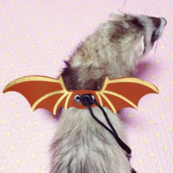 Adjustable Bearded Dragon Leash Harness,3 Size Pack Leather Wings Safty walking Leash for Bearded Dragon Lizard Reptiles (Orange)