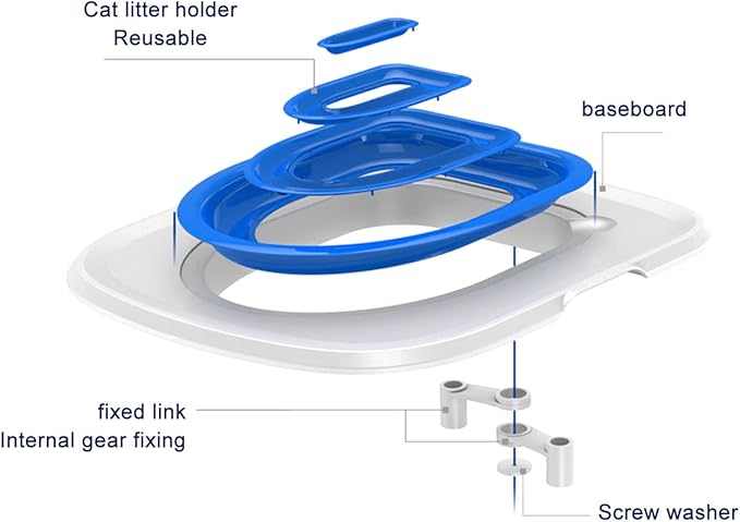 Cat Toilet Seat Training Kit, Universal Reusable Cat Toilet Trainer, Puppy Cat Litter Mat Kitty Urinal Seat Toilet Trainer, Cat Litter Tray Kit Kitty Potty Train(White Tray, 1 Blue Inner Support)