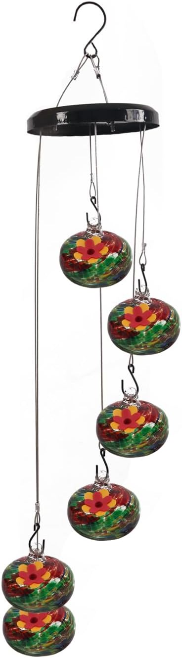 Charming Wind Chimes Hummingbird feeders for Outdoors Hanging ant and bee Proof Never Leak Perfect Garden Decor for Outside (JH-06)