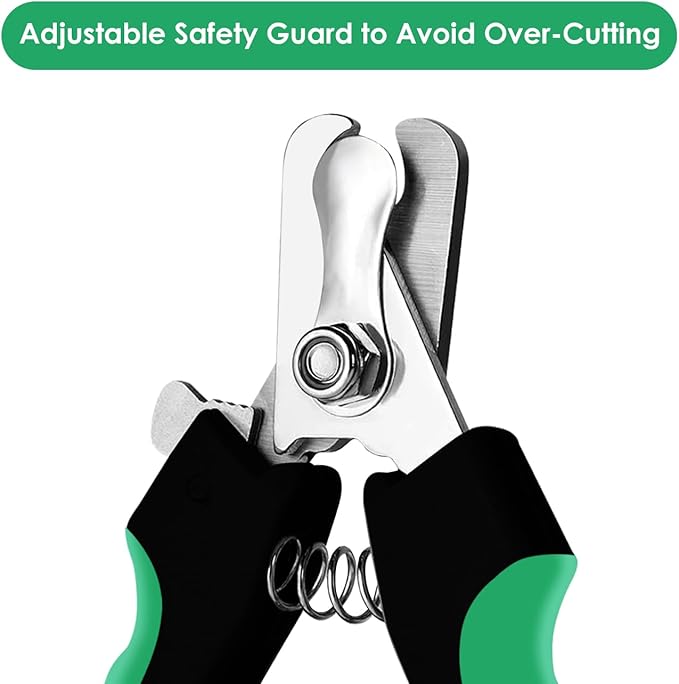 Candure Dog Nail Clippers Professional Pet Nail Clipper Suitable for Cats, Rabbits and Guinea Pigs - Safety Lock/Protective Guard to Avoid Over Cutting (Green, Medium to Small)