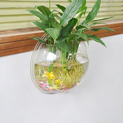 Outgeek Wall Fish Bubble Wall Hanging Bowl Clear Acrylic Vase Flower Plant Pot Aquarium 9in (0.5-Gallon)