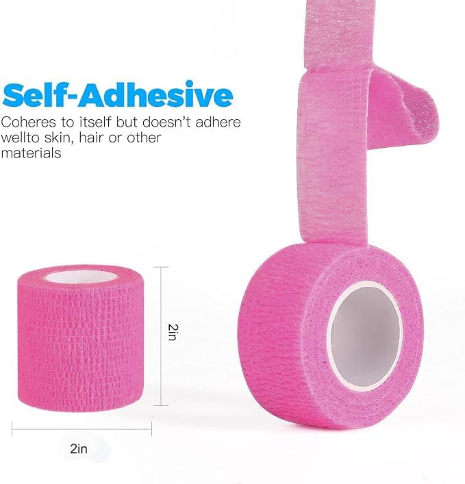 Self Adherent Cohesive Bandages Wrap - 8 Packs, 2" x 5 Yards, Non-Woven Self Adhesive Bandage Wrap for Thumb, Finger, Wrist, Ankle, Vet Wrap Bandages Tape (Pink)
