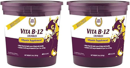 Horse Health Vita B-12 Crumbles Supplement for Horses, Supports red Blood Cell Production for Peak Performance, 3 pounds, 48 Day Supply (Pack of 2)