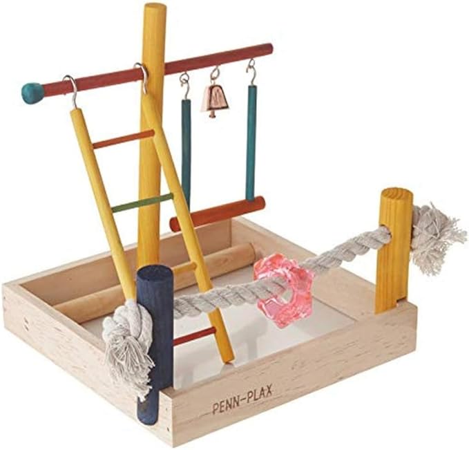Penn-Plax Bird Life Wooden Playpen – Great for Parakeets, Lovebirds, and Parrotlets – Small