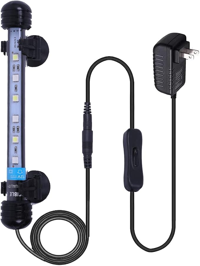LED Aquarium Light, 7-44 Inch Waterproof Fish Light White with Blue, RGB Underwater Lamp Submersible LED Light for Fish Tank