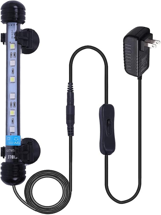 LED Aquarium Light, 7-44 Inch Waterproof Fish Light White with Blue, RGB Underwater Lamp Submersible LED Light for Fish Tank