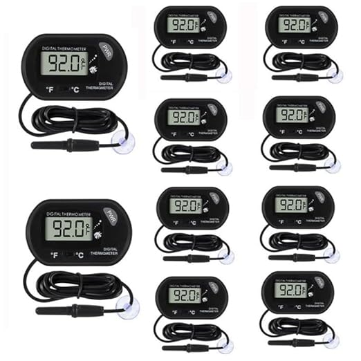 10Pcs Aquarium Thermometer Fish Tank Thermometer Reptile Thermometer Terrarium Water Temperature Test Digital Thermometer with LCD Display Fahrenheit/Celsius(℉/℃)