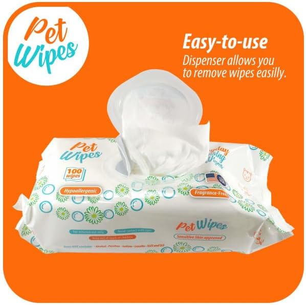 pet wipes for dogs and cats hypoallergenic natural products for cleansing from nose to tail 400ct 8x7in wipes in packs of 100 wipes perfect for grooming and cleaning made in The USA