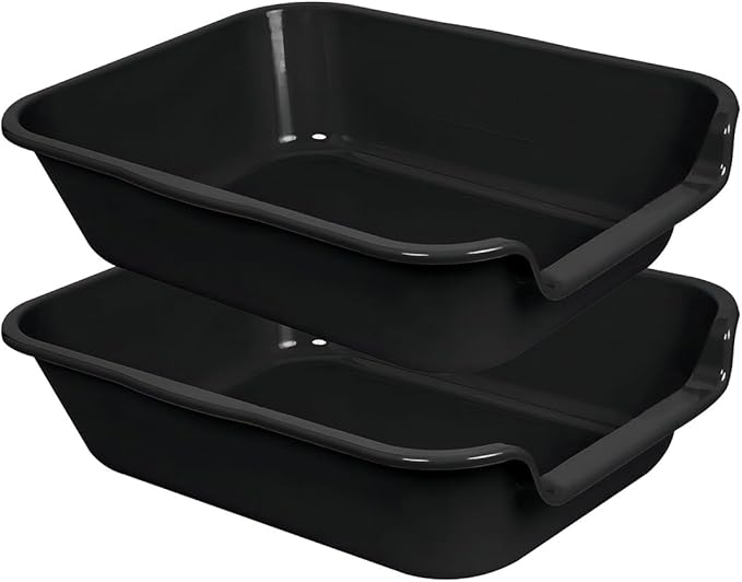 2 Pack Extra Large Dog Litter Box Pan Tray (ABS Material), Low Entry Jumbo Senior Litter Boxes for Multiple Kitten Big Cats, Pet Safe Indoor Dog Potty (Black, 20" L x 15" W)