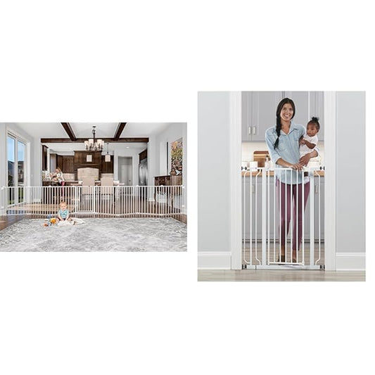 Regalo 192-Inch Super Wide Adjustable Baby Gate and Play Yard, 4-in-1, Bonus Kit, 4 Count (Pack of 1 & Easy Step 36" Extra Tall Walk Thru Baby Gate, includes 4-Inch Extension Kit, 4 Pack